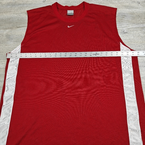 Nike Y2K Vintage Basketball Workout Mesh Sleeveless Shirt Red White Sz XXL Men's - Picture 9 of 9